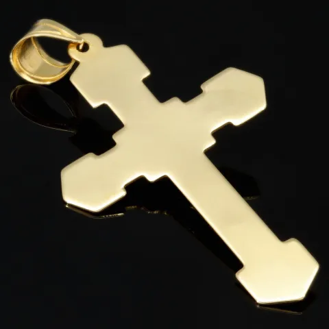 Feiner Jesus Christus Kreuz - Anhänger aus edlem Gold aus 14k / 585 Bicolor Gelbgold und Weißgold