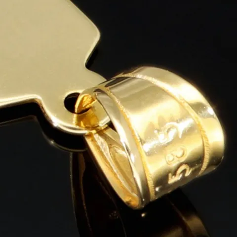 Feiner Jesus Christus Kreuz - Anhänger aus edlem Gold aus 14k / 585 Bicolor Gelbgold und Weißgold