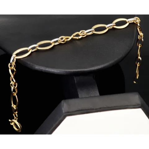 Edles Armband in zeitlosem Design aus hochwertigem 14K 585er Bicolor Gold (Gelbgold und Weißgold) ca. 20 cm Länge