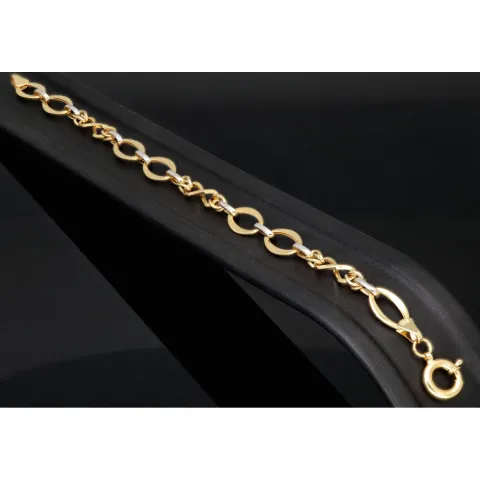Edles Armband in zeitlosem Design aus hochwertigem 14K 585er Bicolor Gold (Gelbgold und Weißgold) ca. 20 cm Länge
