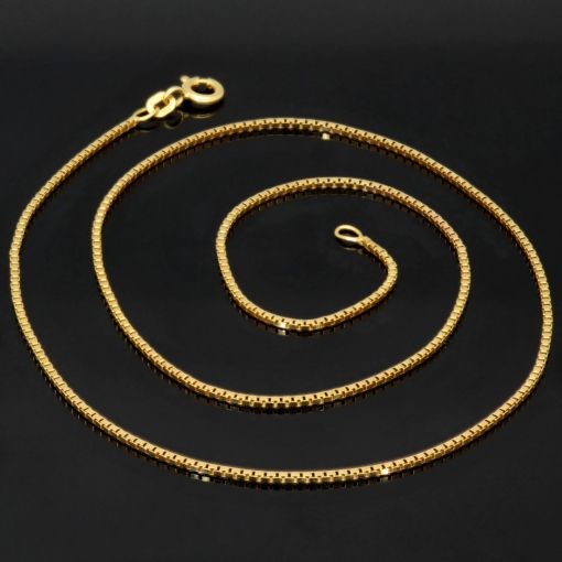 Sehr kurze Venezianerkette aus hochwertigem Gelbgold (585 14k Gold) für Damen und Kinder (42cm Länge, ca. 1mm) mit FBM-Stempel
