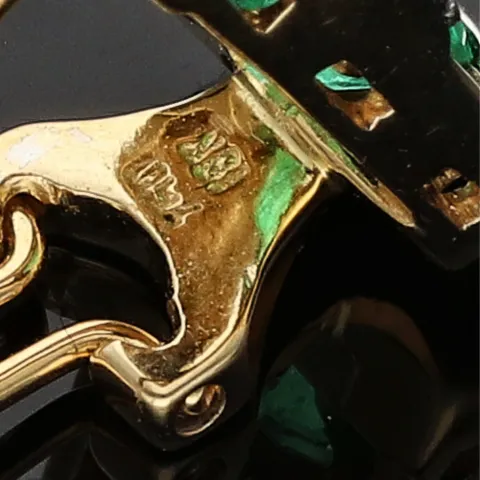 Handgearbeitete bicolor Smaragd-Ohrringe in modernem Design aus 750er (18k) Gold