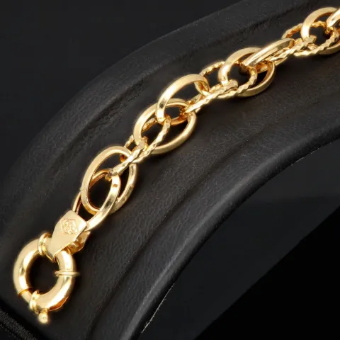 Gold-Armband für Damen in zeitlosem Design aus hochwertigem 14K 585 Gelbgold, ca. 20cm Länge, 7mm Breite