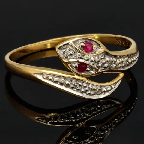 Außerwöhnlicher Ring in Form einer Schlange aus hochwertigem 18K 750 Gold (Bicolor - Gelbgold und Weißgold) mit Zirkonia - Größe 58