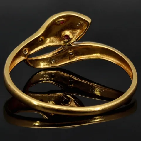 Außerwöhnlicher Ring in Form einer Schlange aus hochwertigem 18K 750 Gold (Bicolor - Gelbgold und Weißgold) mit Zirkonia - Größe 58