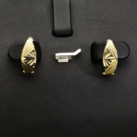 Gold-Ohrringe mit stilvollem Dekor englischem Verschluss aus hochwertigem 14K 585 Gelbgold