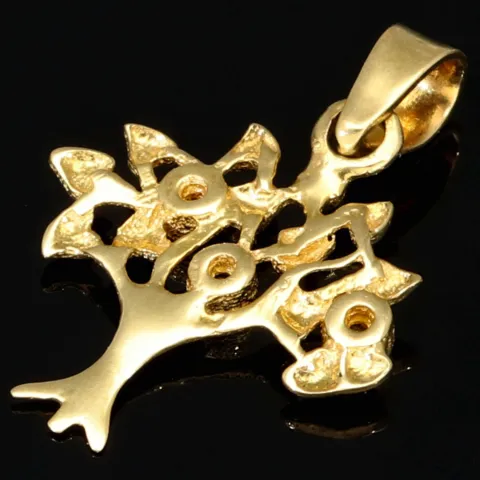 Gltzernder Weltenbaum / Lebensbaum-Anhänger aus 14K 585 Goldmit bunten Zirkonia