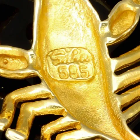 Massiver Hummer-Anhänger aus hochwertigem 585er 14K Gold mit roten Zirkoniasteinen