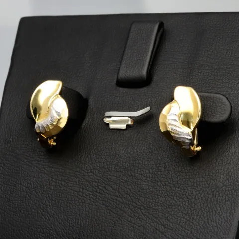 Elegante Ohrringe mit feinem Design aus massivem Bicolor 585 14K Gold (Weißgold und Gelbgold)