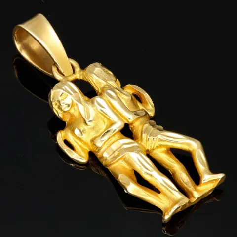 Sternzeichen Zwilling - Gold-Anhänger aus massivem 585 / 14K Gold (Gelbgold)