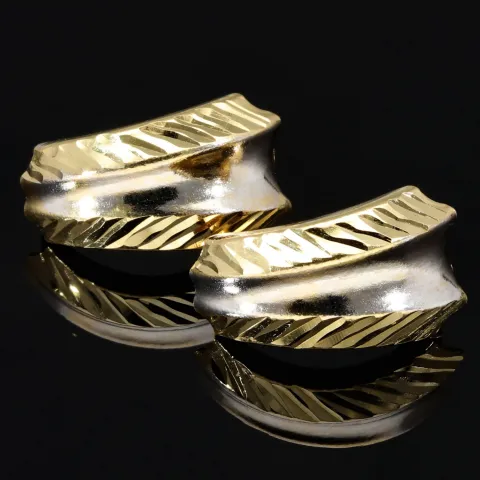 Massive Ohrringe in elegantem Design aus massivem 14K / 585 Bicolor Gold