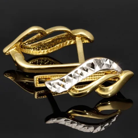 Glänzende Ohrringe mit stylischem Design aus Bicolor 585 14K Gold (Weißgold und Gelbgold)