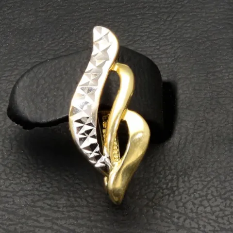 Glänzende Ohrringe mit stylischem Design aus Bicolor 585 14K Gold (Weißgold und Gelbgold)