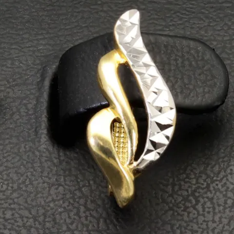 Glänzende Ohrringe mit stylischem Design aus Bicolor 585 14K Gold (Weißgold und Gelbgold)