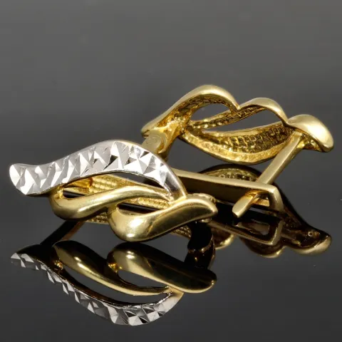 Glänzende Ohrringe mit stylischem Design aus Bicolor 585 14K Gold (Weißgold und Gelbgold)