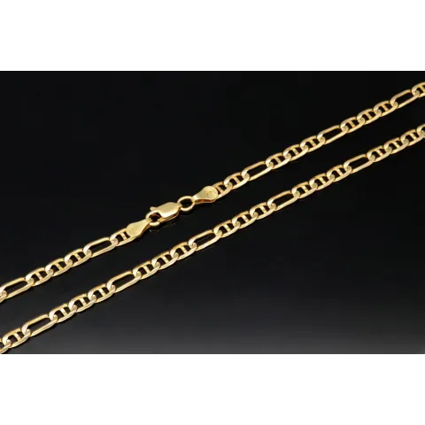 Funkelnde Goldkette - Mix aus Figaro- und Stäbchenpanzerkette aus edlem 585 / 14K Gelbgold- ca. 52 cm lang, ca. 4mm