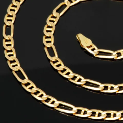Funkelnde Goldkette - Mix aus Figaro- und Stäbchenpanzerkette aus edlem 585 / 14K Gelbgold- ca. 52 cm lang, ca. 4mm