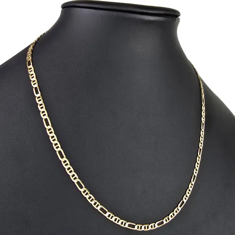Funkelnde Goldkette - Mix aus Figaro- und Stäbchenpanzerkette aus edlem 585 / 14K Gelbgold- ca. 52 cm lang, ca. 4mm