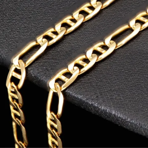 Funkelnde Goldkette - Mix aus Figaro- und Stäbchenpanzerkette aus edlem 585 / 14K Gelbgold- ca. 52 cm lang, ca. 4mm