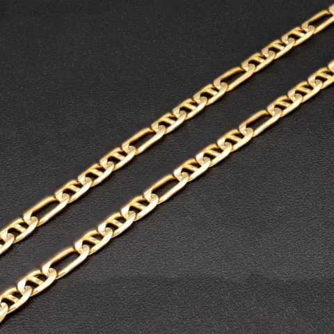 Funkelnde Goldkette - Mix aus Figaro- und Stäbchenpanzerkette aus edlem 585 / 14K Gelbgold- ca. 52 cm lang, ca. 4mm