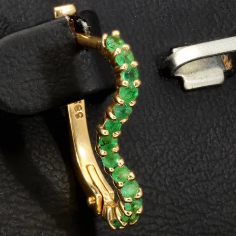 Gold-Ohrringe mit außergewöhnlichem Design mit leuchtend grünen Zirkoniasteinen aus massivem 585er 14K Gelbgold