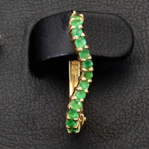 Gold-Ohrringe mit außergewöhnlichem Design mit leuchtend grünen Zirkoniasteinen aus massivem 585er 14K Gelbgold