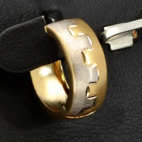 Edle Creolen / Ohrringe in 585 (14K) Bicolor Gelbgold und Weißgold mit geschmackvollem Design
