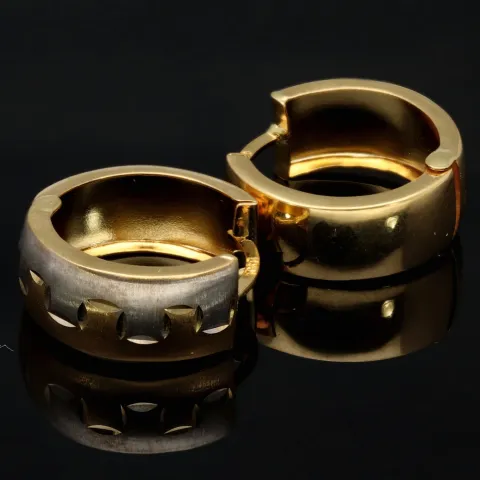 Edle Creolen / Ohrringe in 585 (14K) Bicolor Gelbgold und Weißgold mit geschmackvollem Design