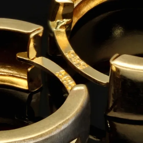 Edle Creolen / Ohrringe in 585 (14K) Bicolor Gelbgold und Weißgold mit geschmackvollem Design
