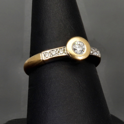 Prunkvoller Ring für aus 585 14K Gold in Bicolor Design (Gelbgold und Weißgold)mit  Zirkonia RG ca. 55