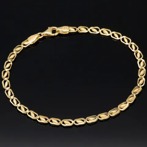 Gold-Armband mit feinem Dekor aus funkelndem 585 14k Gelbgold, ca. 19cm lang und 3,5mm breit