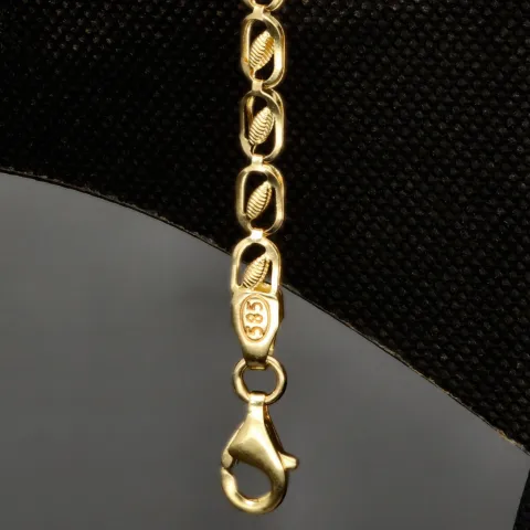 Gold-Armband mit feinem Dekor aus funkelndem 585 14k Gelbgold, ca. 19cm lang und 3,5mm breit