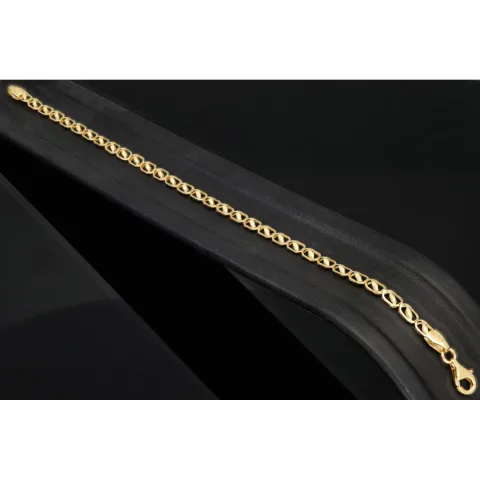 Gold-Armband mit feinem Dekor aus funkelndem 585 14k Gelbgold, ca. 19cm lang und 3,5mm breit