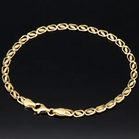 Gold-Armband mit feinem Dekor aus funkelndem 585 14k Gelbgold, ca. 19cm lang und 3,5mm breit