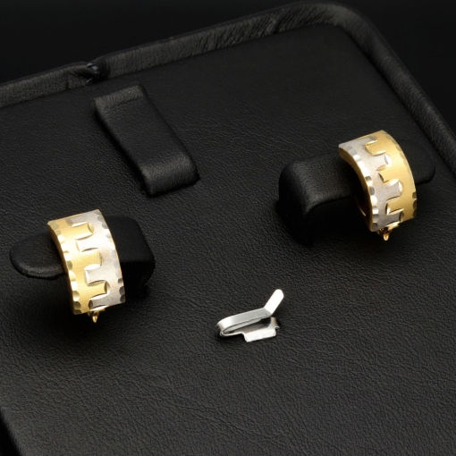 Glänzende Ohrringe in außergewöhnlichem Design aus hochwertigem 585 14K Bicolor Gold