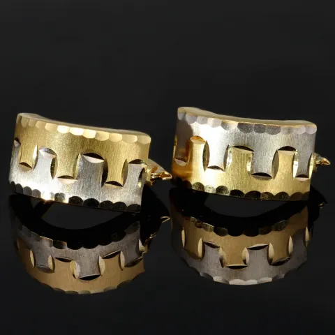 Glänzende Ohrringe in außergewöhnlichem Design aus hochwertigem 585 14K Bicolor Gold