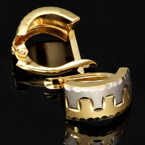 Glänzende Ohrringe in außergewöhnlichem Design aus hochwertigem 585 14K Bicolor Gold