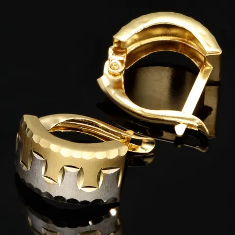 Glänzende Ohrringe in außergewöhnlichem Design aus hochwertigem 585 14K Bicolor Gold