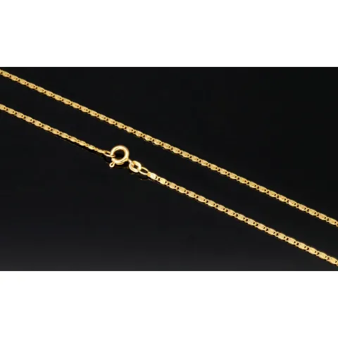 Kurze, feine S-Panzerkette aus funkelndem 585 /14k Gold für Damen (ca. 1,5mm breit und 45 cm lang) - mit FBM-Stempel