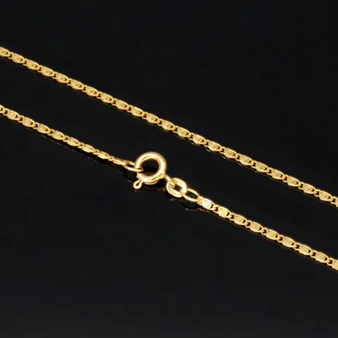 Kurze, feine S-Panzerkette aus funkelndem 585 /14k Gold für Damen (ca. 1,5mm breit und 45 cm lang) - mit FBM-Stempel