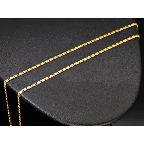 Kurze, feine S-Panzerkette aus funkelndem 585 /14k Gold für Damen (ca. 1,5mm breit und 45 cm lang) - mit FBM-Stempel
