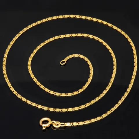 Kurze, feine S-Panzerkette aus funkelndem 585 /14k Gold für Damen (ca. 1,5mm breit und 45 cm lang) - mit FBM-Stempel
