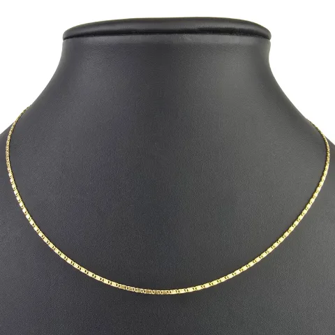 Kurze, feine S-Panzerkette aus funkelndem 585 /14k Gold für Damen (ca. 1,5mm breit und 45 cm lang) - mit FBM-Stempel