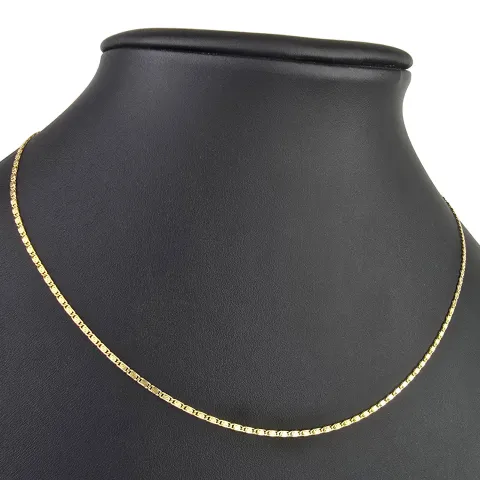 Kurze, feine S-Panzerkette aus funkelndem 585 /14k Gold für Damen (ca. 1,5mm breit und 45 cm lang) - mit FBM-Stempel