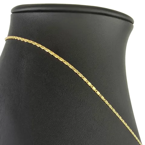 Kurze, feine S-Panzerkette aus funkelndem 585 /14k Gold für Damen (ca. 1,5mm breit und 45 cm lang) - mit FBM-Stempel