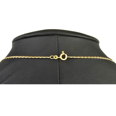 Kurze, feine S-Panzerkette aus funkelndem 585 /14k Gold für Damen (ca. 1,5mm breit und 45 cm lang) - mit FBM-Stempel