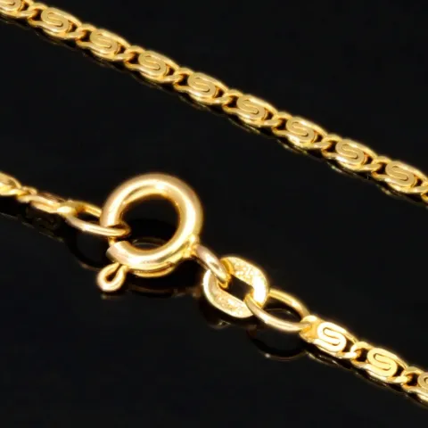 Kurze, feine S-Panzerkette aus funkelndem 585 /14k Gold für Damen (ca. 1,5mm breit und 45 cm lang) - mit FBM-Stempel