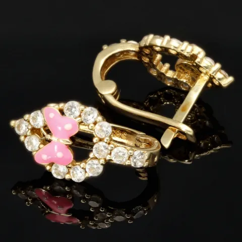 Butterfly - Schmetterling - Ohrringe mit Zirkoniasteinen besetzt aus edlem 585 14K Gold