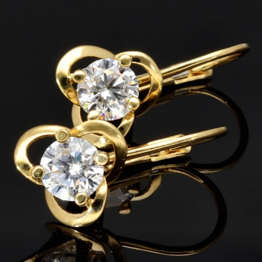 Funkelnde Ohrringe in edlem Design aus 585er 14K Gold mit Zirkonia in Krappen gefasst