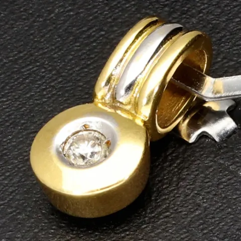 Edler Bicolor Gold-Anhänger (750 / 18k Gelbgold und Weißgold) besetzt mit einem funkelnden Zirkoniastein